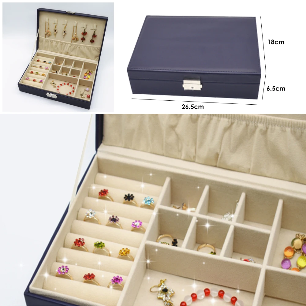 Коробки для ювелирных изделий деревянные серьги-гвоздики коробка для хранения ювелирных изделий многоцветная большое пространство ожерелье серьги шкатулка для хранения Высококачественная кожа