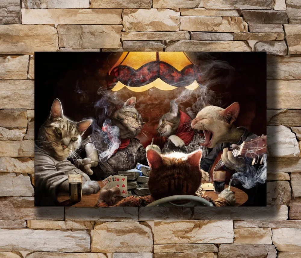 Коты играют в покер картина автор
