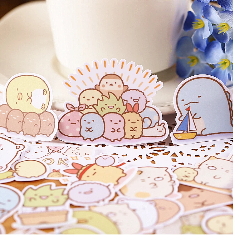 22pcs creative cute self made cute corner creatures stickers