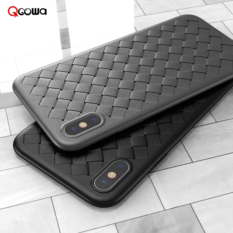 

BOOMBOOS Top quality soft cross leather pattern weaving beathable grid case for apple iPhone X for iphonex stylish nice touch
