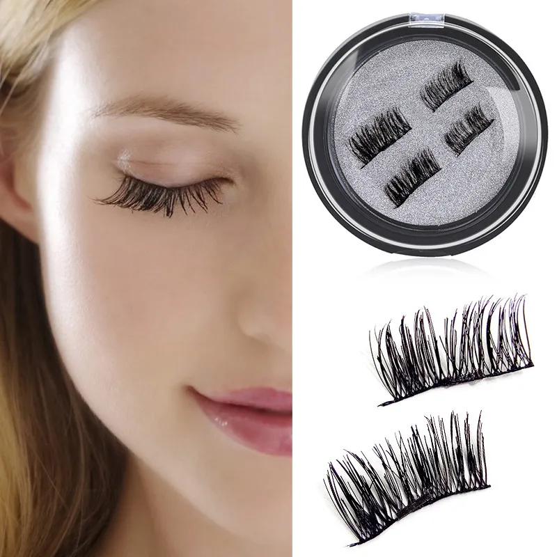 

4 pcs/set 3D Lashes Single Magnet Eyelashes Reusable Eyelashes Cross Thick False No Glue Magnetic Eye Lashes Extension