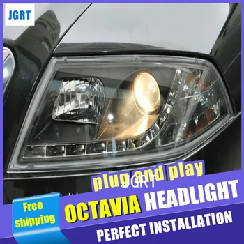 

Car Styling Headlight assembly 2006-2009 for Skoda Octavia DoubleU Angel Eye LED DRL Lens Double Beam H7 hid kit with 2pcs.