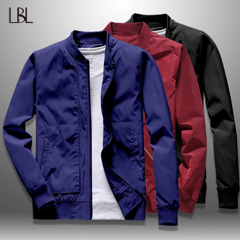 

LBL Autumn Men Bomber Jacket Solid Baseball Jackets Man Slim Fit Zipper Coat Man Outwear Men's Tracksuit Fitness Clothing 2019