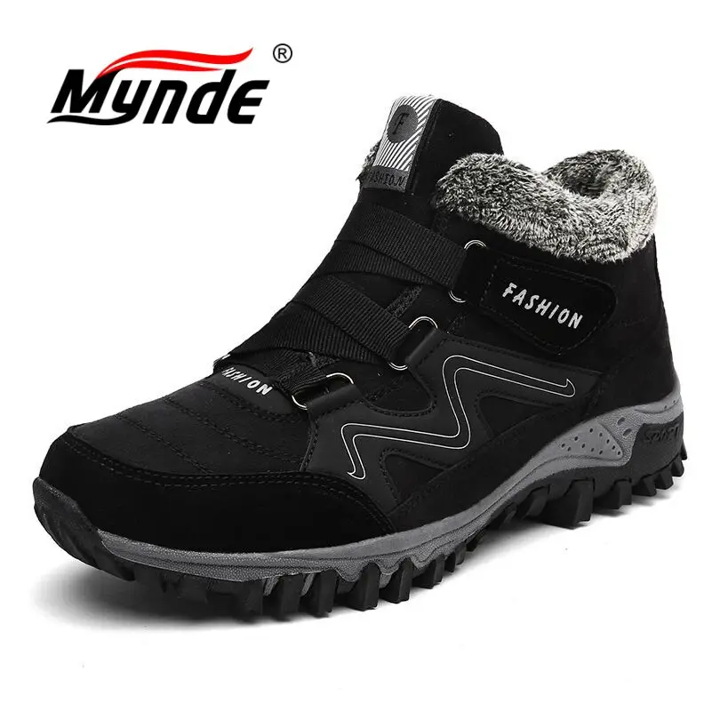 Meilleur Mynde Marque Hommes En Daim de Travail De Fourrure Chaud Cheville Bottes En Cuir Hommes bottes Hommes D hiver Imperméables Hommes Bottes de Neige de Grande taille 39 46