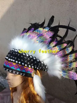 

Feather headdress handmade feather headpiece headband costume decor dance wear supply