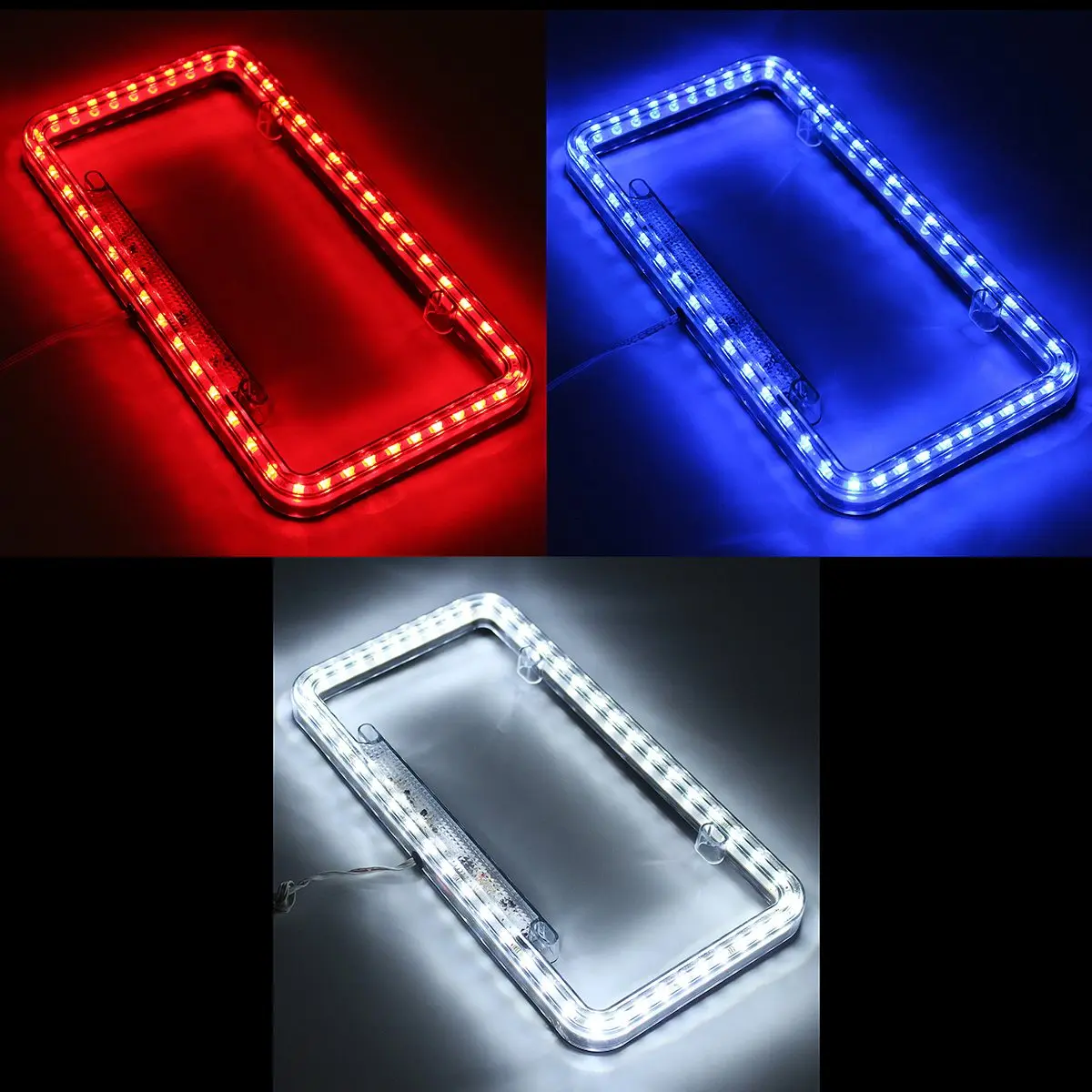 Image Universal Blue White Red  Car 54LED Lighting Acrylic Plastic License Plate Cover Frame