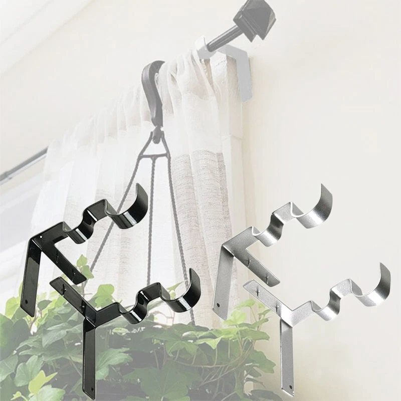 

1 Pair Hang Curtain Rod Holders Tap Right Into Window Frame Curtain Rod Bracket