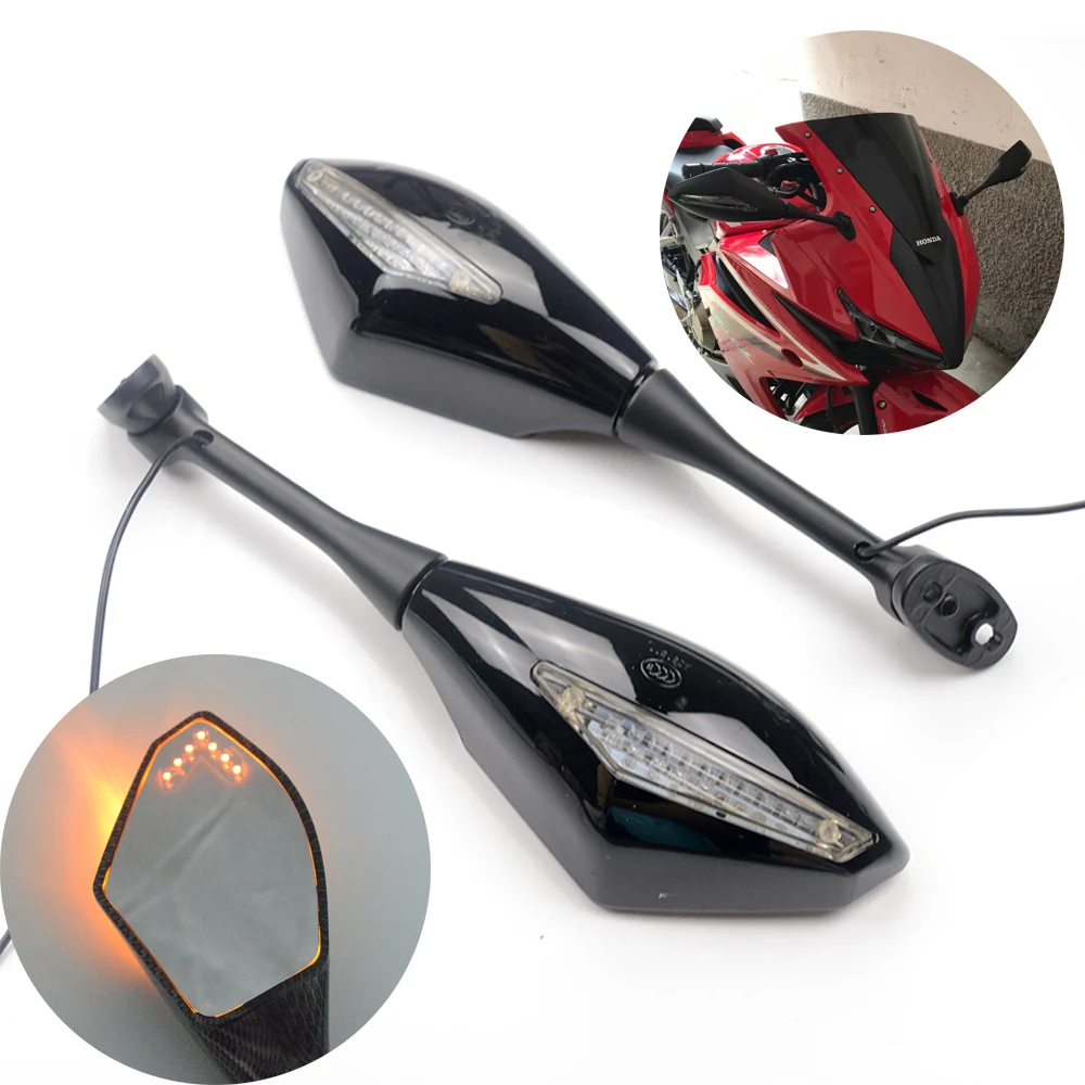 Ceny Motocykl kierunkowskazy led lusterko sportowe lusterka dla Honda CBR 600 900 1000 RR CBR300R CBR500R CBR250R