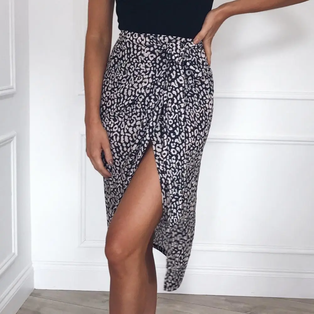 Женская рубашка Женская высокая талия юбка женская s Женская Высокая мода галстук бабочка гофрированная кромка леопардовая оборка обёрточная миди юбка куртка femme