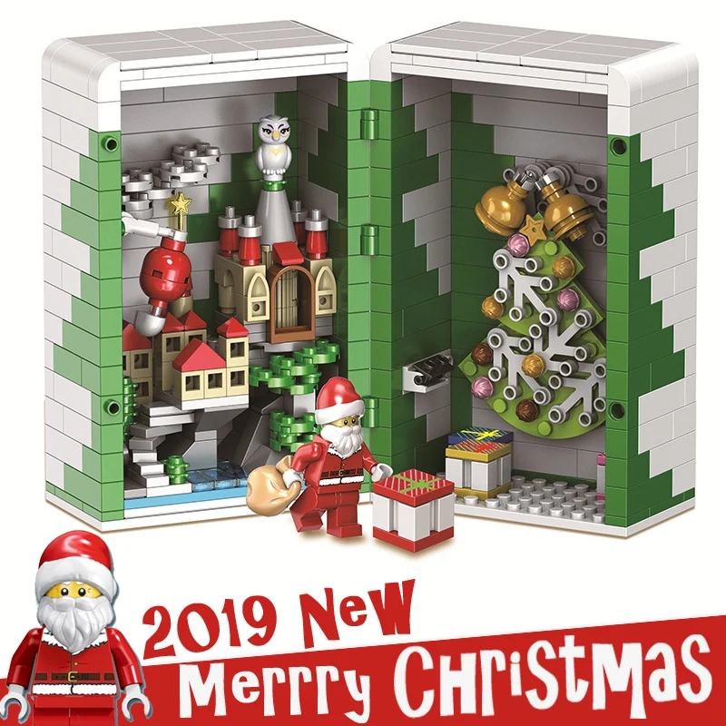 

2019 New Chinese Christmas designer legoings Winter City Train Box Building Blocks Bricks Parts Advent Calendar Girls Boys Toys
