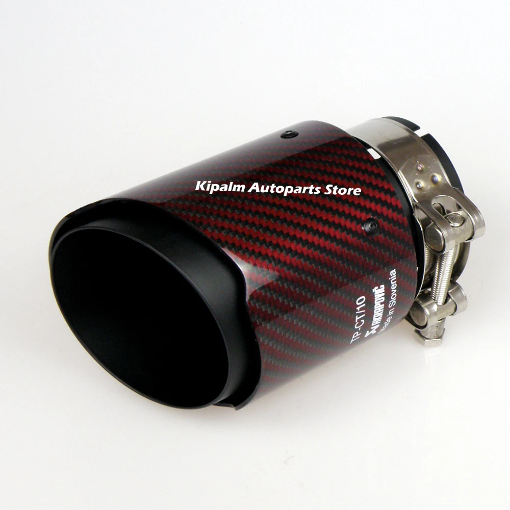 Универсальный Akrapovic углеродное волокно автомобиля выхлопная труба глушитель наконечник глянцевый красный твил покрытие из углеродного волокна+ черное покрытие из нержавеющей стали