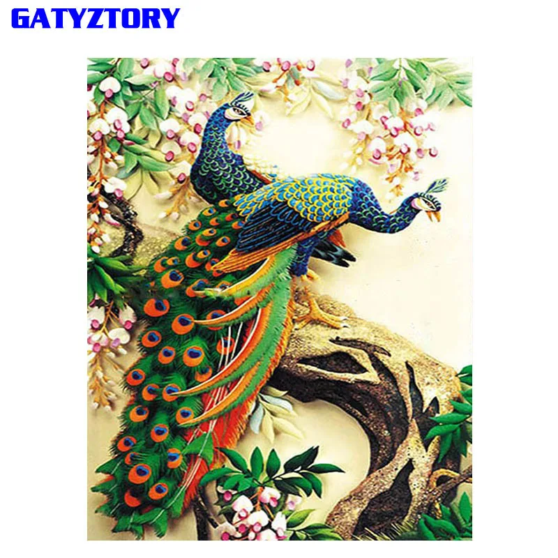 

GATYZTORY Frameless Peacock DIY Painting By Numbers Modern Wall Art Canvas Painting Animal Unique Gift For Home Wall Decor 40x50