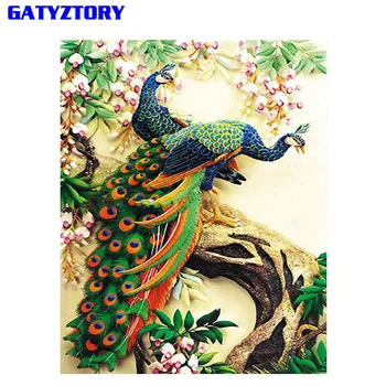 

GATYZTORY Frameless Peacock DIY Painting By Numbers Modern Wall Art Canvas Painting Animal Unique Gift For Home Wall Decor 40x50
