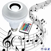 Беспроводной 12 Вт мощность E27 светодиодный rgb-колонка с Bluetooth лампочка лампа воспроизведения музыки и RGB Освещение с пультом дистанционного управления