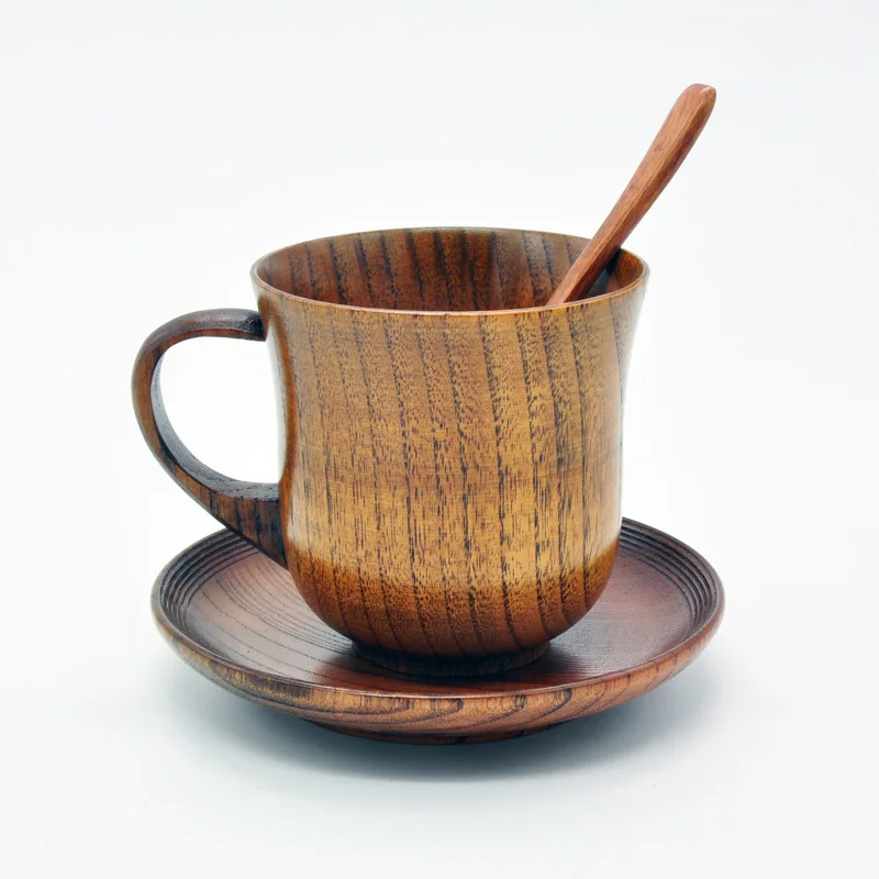 3 шт./компл. чашка ложка для блюдца набор наборы для кофе и чая аксессуары ручной работы натуральная деревянная чайная чашка набор