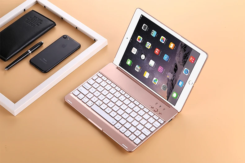 

GrassRoot Wireless Bluetooth Aluminum Keyboard Case For IPAD Air2 Pro 9.7" inch Keyboard 7COLOR Backlit Folio Cover