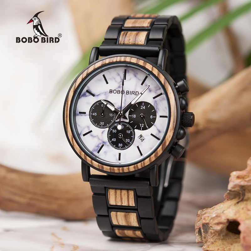 relogio masculino BOBO BIRD Watch Men Luxury Stylish Wood Watches Timepieces Chronograph Military Quartz Men's Gift