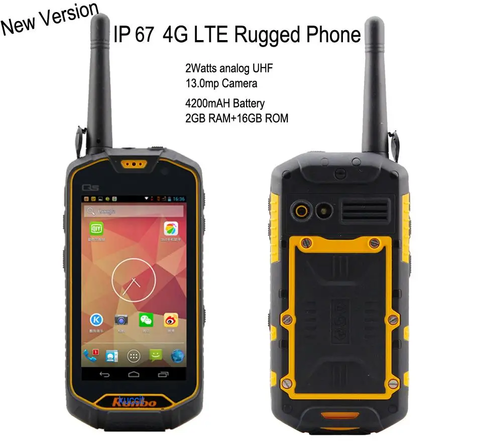 Runbo Q5 VHF/UHF портативная рация смартфон IP67 Водонепроницаемый 4G LTE 4 5 дюймов конуса 2