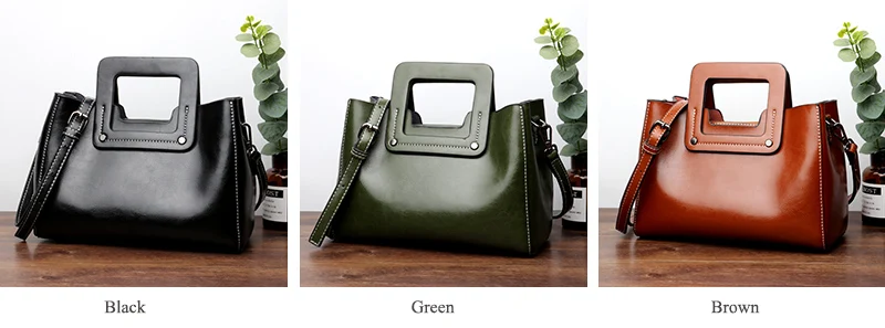 MJ Women Leather Handbag Fashion Oil Wax Leather Tote Bag Female Luxury Shoulder Crossbody Bags Small Woman Messenger Bag (29)