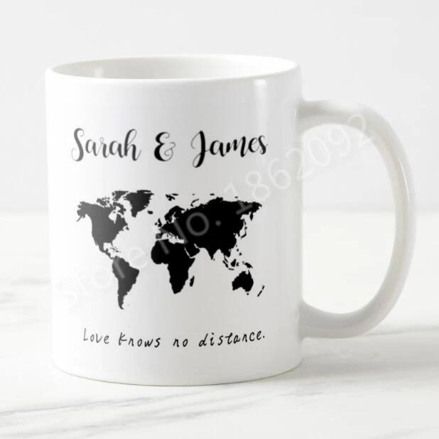 

Novelty Mr Mrs Long Distance Relationship Coffee Mug Tea Cup Custom Love Knows No Distance Printed Ceramic Cups Mugs Gifts 11oz