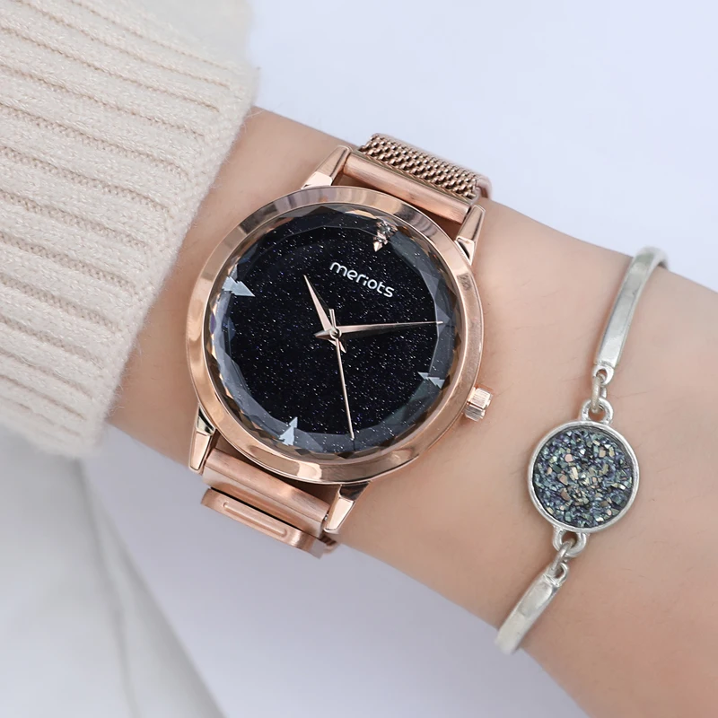

Fashion Women Quartz Watches Luxury Starry Sky Dial Magnet Buckle Ladies Wristwatch Dress Clock Relogio Feminino