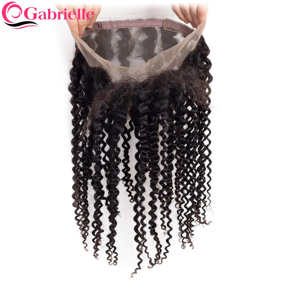 

Gabrielle Indian Kinky Curly Pre Plucked 360 Lace Frontal Closure with Baby Hair Non Remy Human Hair Free Shipping 8-22 inch