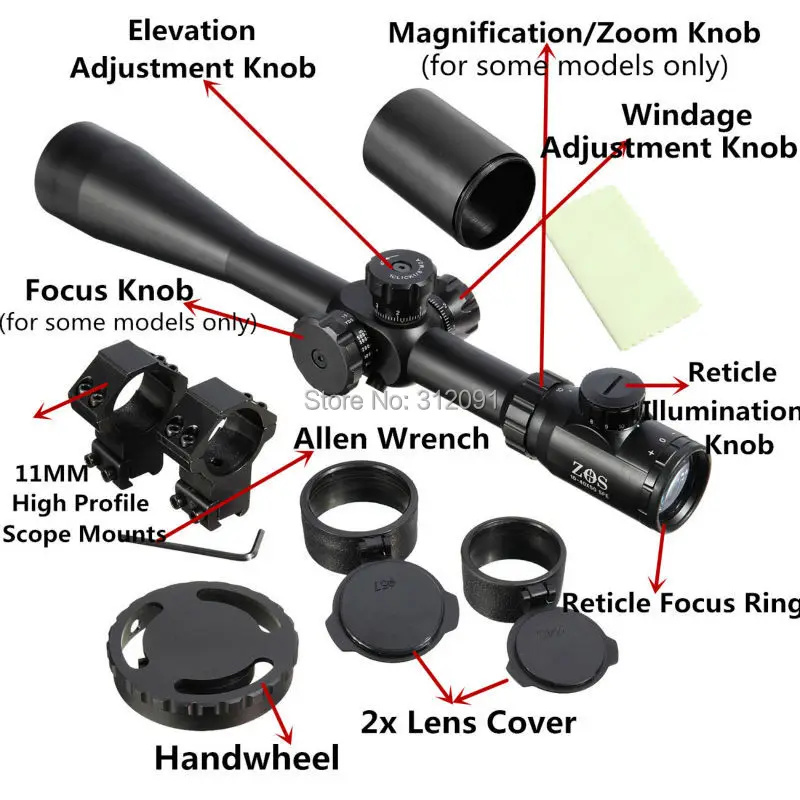 

ZOS 10-40x50 ESF IR SWAT R19 MilDot Tactical Scope with 11mm stent
