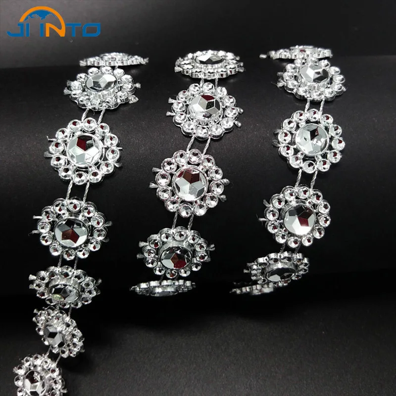 Gold/Silver Single Row Plastic Sunflowers Line Beads Chain for Home Wedding Party Clothing Decoration Accessory DIY Material