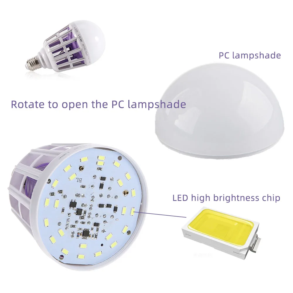 E27 2 в 1 светодиодный светильник от комаров, против комаров, для помещений и улицы, светодиодный светильник от насекомых, лампа от насекомых, 110 В, 220 В