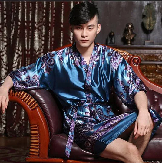 mens short kimono robe