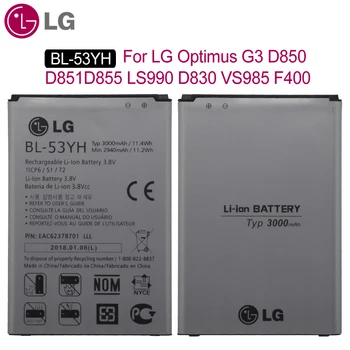

LG Original BL-53YH Phone Battery For LG Optimus G3 D850 D851 D855 LS990 D830 VS985 F400 Replacement Batteries 2940mAh