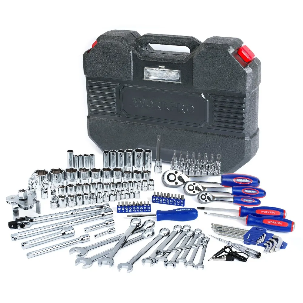WORKPRO 123PC Home Tool Set for Car Repair Tool Set Socket Set 1/4