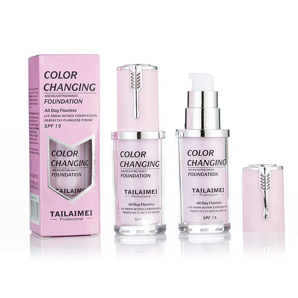 

NEW HOT TLM Foundation 3 Color Changing Face Makeup Foundation Nude Liquid Cover ConcealerLongEuropeMakeup Foundation TSLM1