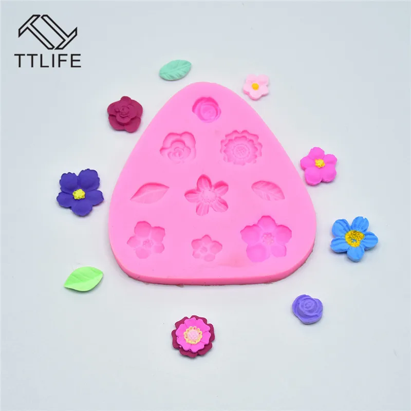 

TTLIFE 3D Triangle Flower Collection Silicone Mold Fondant Cake Decorating DIY Tools Chocolate Soap Baking Moulds Kitchen Gadget