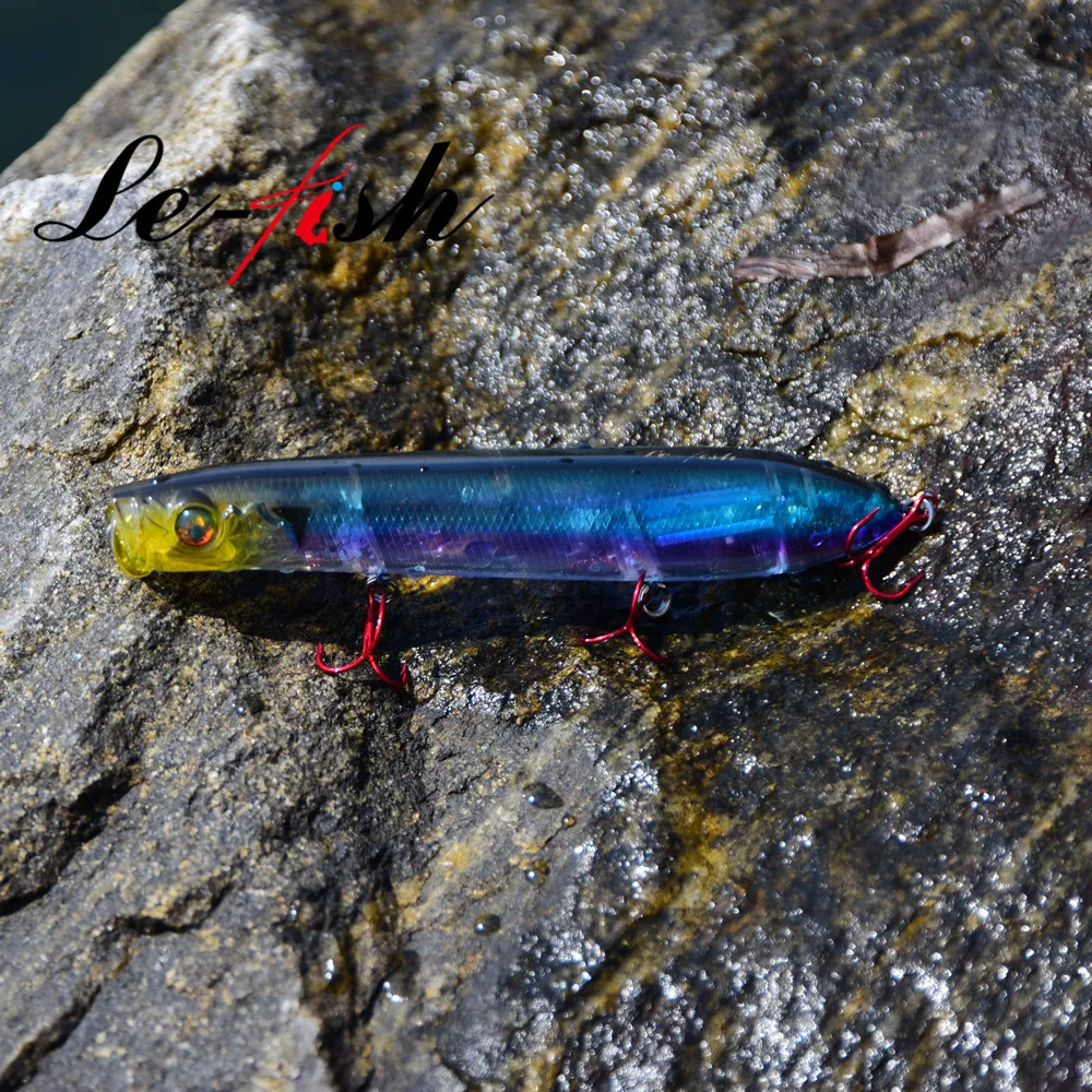 Le-peixe Milímetros 24g Topwater Popper Pesca Artificial Isca Peche Profissão Flutuante Lápis Zig Zag Superfície 7 Pcs 130