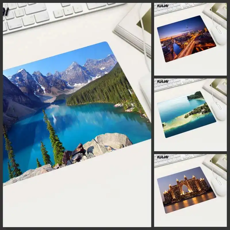 

KULIAI Natural Landscape Wallpaper Rubber Mouse Pad Small Size Rectangular Non-slip Cleanable for Pc Desktop Mouse Player Laptop
