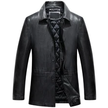 Весна Осень Новая повседневная тонкая винтажная кожаная мотоциклетная куртка хорошее качество отложной воротник кожаные пальто мужские