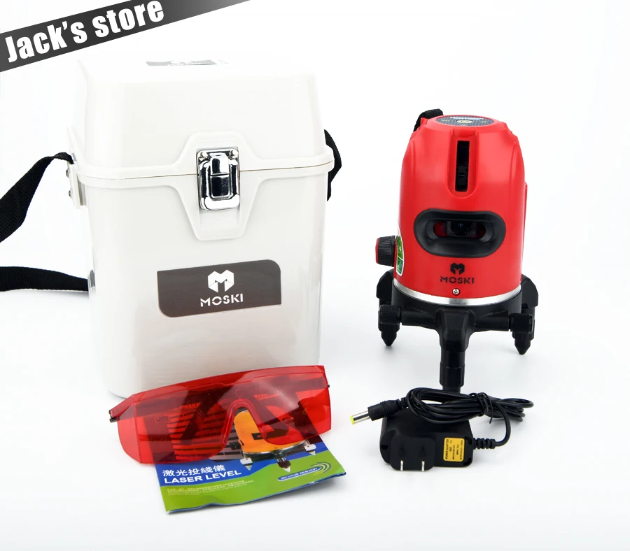 Billig MOSKI, 5 laser linien 6 punkte laser level, arbeit mit power bank, 360 grad rotary tilt slash verfügbar auto linie laser ebene