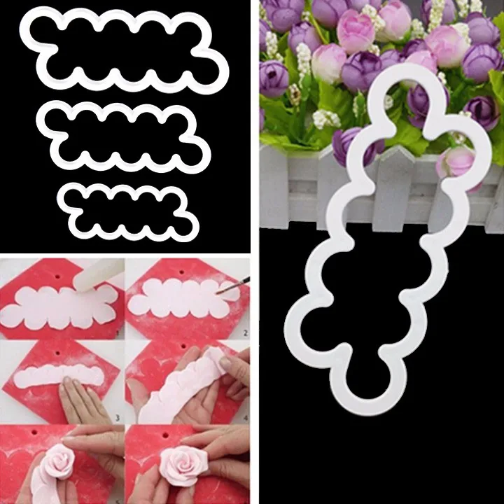 

Free Shipping 3pcs/set 2016 High Quality Fondant Cake Cookie Decorating Sugarcraft Cutter Rose Flower Mold Cake Tool A996