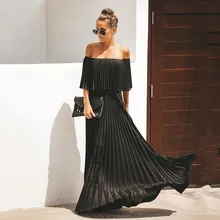 Off Shoulder Long Pleated Dress Women 2019 Autumn Ruffle Solid Maxi Dress Off The Shoulder Elegant Party Dress Vestidos Off Shoulder Long Pleated Dress Women 2019 Autumn Ruffle Solid Maxi Dress Off The Shoulder Elegant Party Dress Vestidos