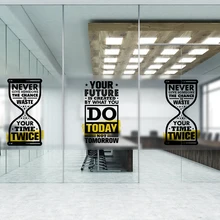 Креативный Алфавит часовая стеклянная пленка, наклейка на окно, прозрачная непрозрачная офисная украшение для гостиной или переводная картинка для кафе, плакат