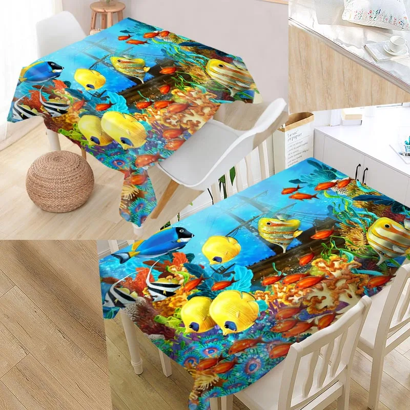 

Underwater tropical sea ocean fish Custom Table Cloth Oxford Rectangular Waterproof Oilproof Table Cover Wedding Tablecloth