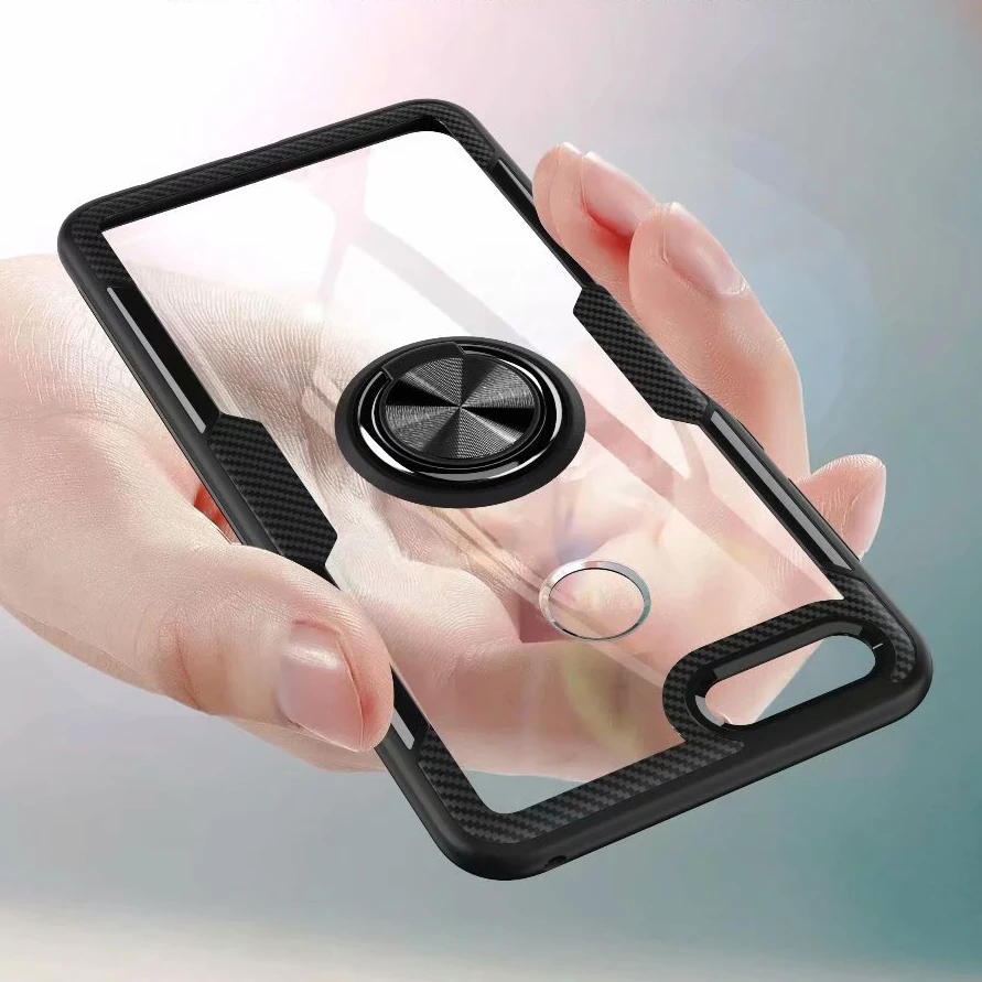 

For Huawei Honor 7X Case With Ring Stand Magnet Transparent shockproof Protective Back Cover case for huawei honor7X shell