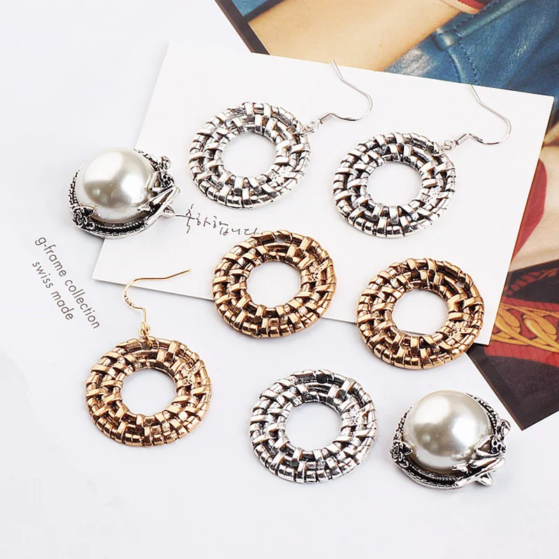 DIY Handmade Jewelry Accessories Korean Alloy Woven Ring Earrings Ear Material Flower Set Pearl Plate Fashion Decoration | Украшения и