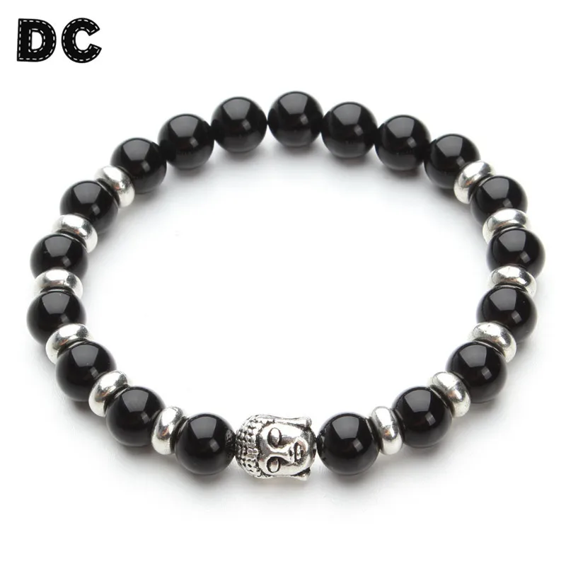 

DC 1pcs 2017 Fashion Tiger Eye Created Natural Stone Beads Bracelet Bangle 8mm Buddha Charms for Women Men Pulseras Mujer