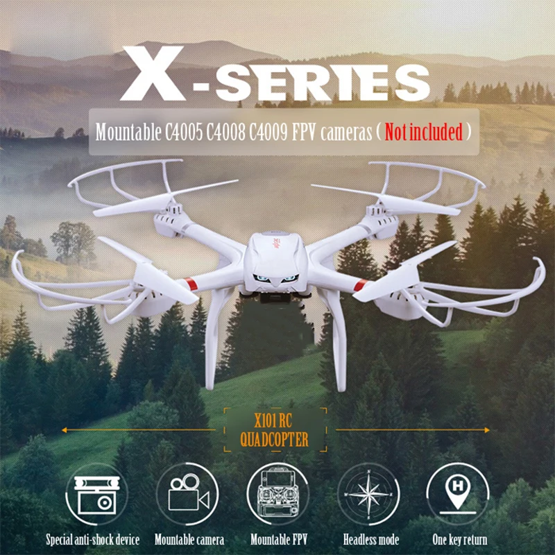 

Clearance MJX X101 RC Quadcopter 2.4GHz 6-axis 3D Roll Stumbling Function RC Helicopter Drone 360 Degrees Spin without Gimbal