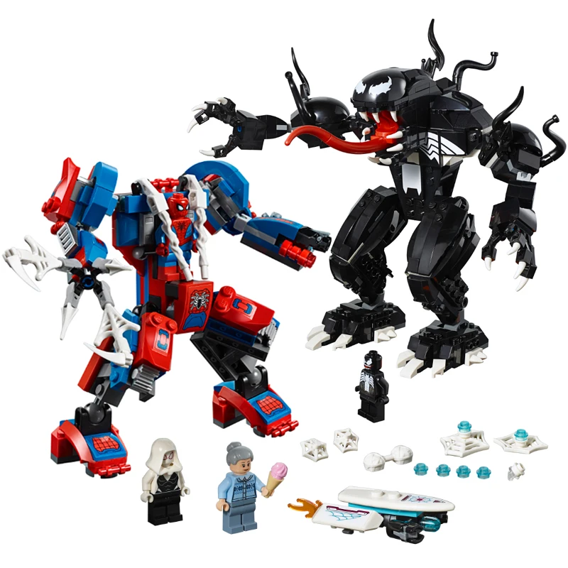 

2018 Marvel Spiderman Vs Venom Mech Building Blocks Set Bricks Toys For Children Compatible LegoINGly Super Heros 76115