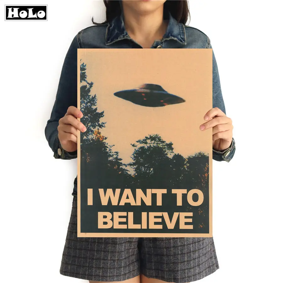 ВИНТАЖНЫЙ ПЛАКАТ в стиле ретро с надписью «I WANT TO BELIEVE», настенная бумага для гостиной, принт для бара, кафе, дома, 42x30 см, JDU019