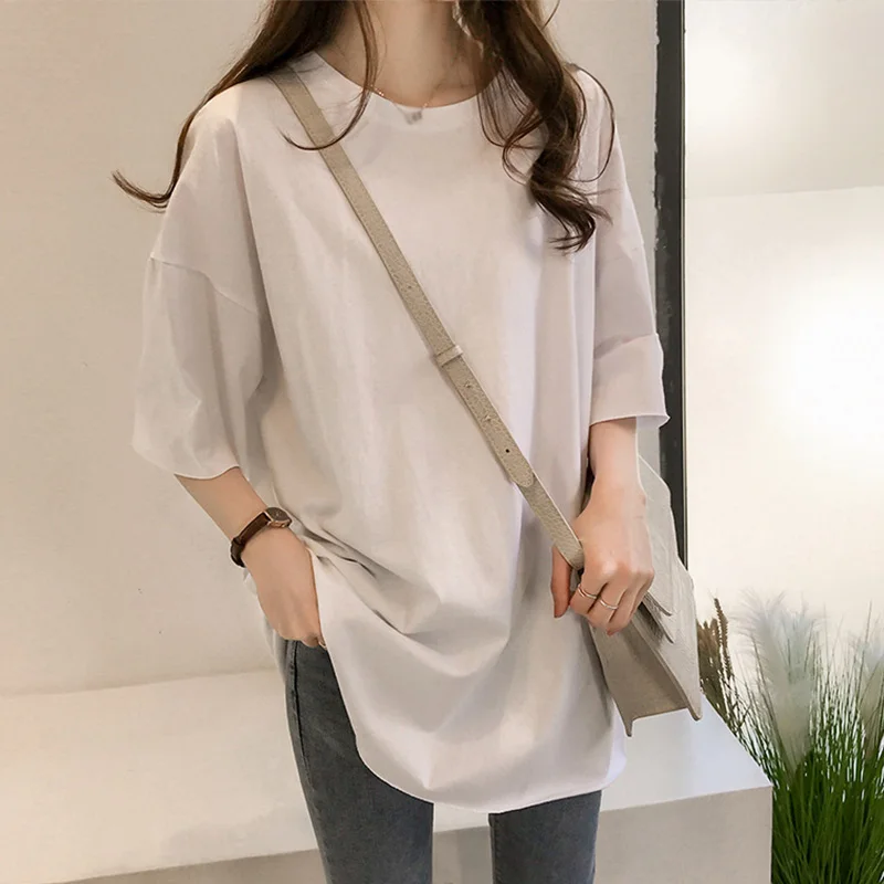 

T Shirt Women O-Neck Short Sleeve Pink Tee Shirts Camisetas Feminina 2019 Summer Solid Casual Loose Tshirt Woman Cotton Top Tee