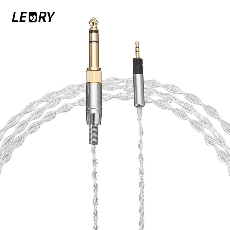 

LEORY Headphones Audio Cable 2.5mm To 3.5mm/6.5mm Jack Silver Plated Conductor Cord Wire Lead For Sennheiser Momentum 1.2M/1.5M